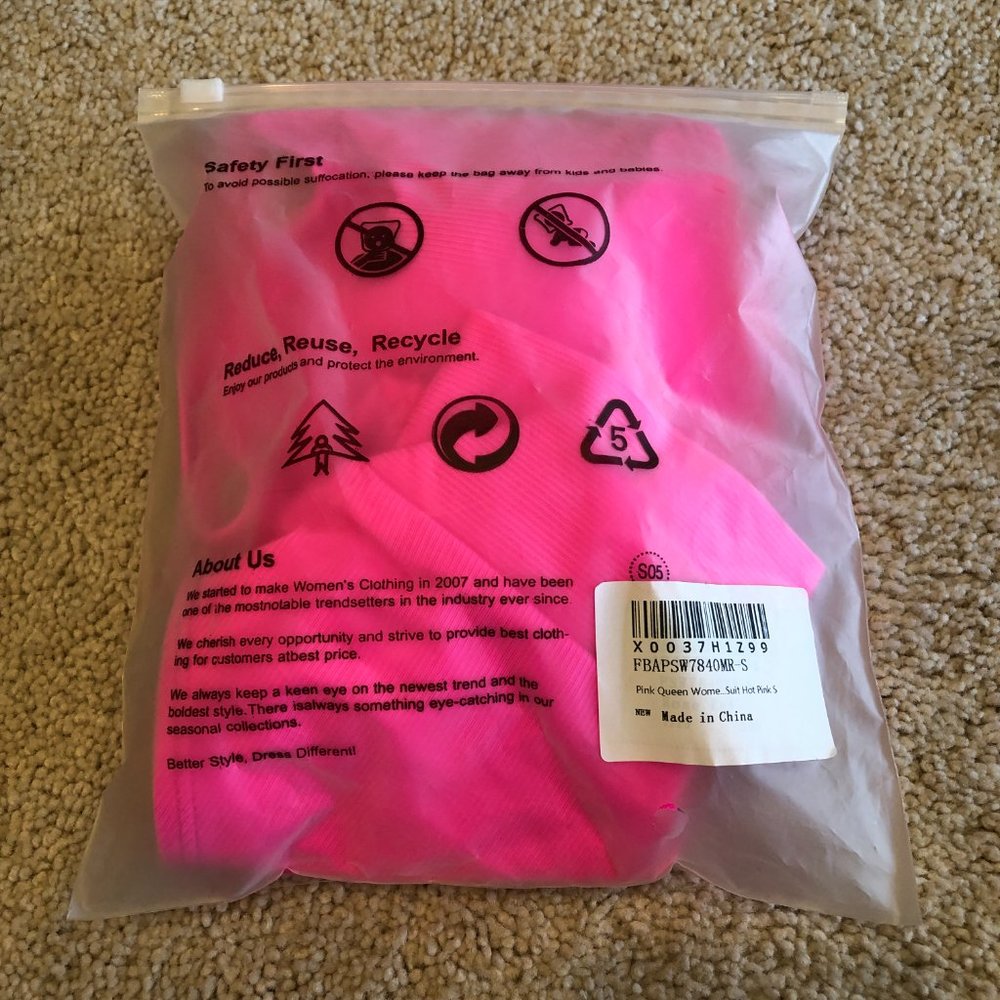 NWOT Pink Queen Women's Ribbed High Waisted Bikini Set Removable Straps Swimsuit - Picture 5 of 5